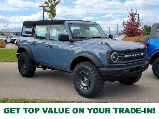 2025 Ford Bronco Base in Azure Gray Metallic Tri-Coat — front three-quarter view